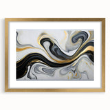 Sophisticated Abstract Art Design – Black, White & Gold Print