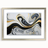 Sophisticated Abstract Art Design – Black, White & Gold Print