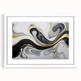 Sophisticated Abstract Art Design – Black, White & Gold Print