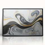 Sophisticated Abstract Art Design – Black, White & Gold Print