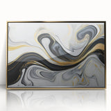 Sophisticated Abstract Art Design – Black, White & Gold Print