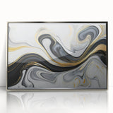 Sophisticated Abstract Art Design – Black, White & Gold Print
