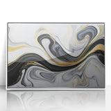 Sophisticated Abstract Art Design – Black, White & Gold Print