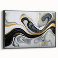 Sophisticated Abstract Art Design – Black, White & Gold Print
