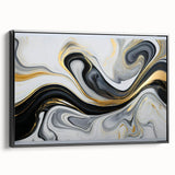 Sophisticated Abstract Art Design – Black, White & Gold Print