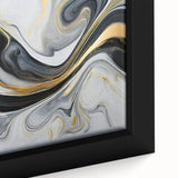 Sophisticated Abstract Art Design – Black, White & Gold Print