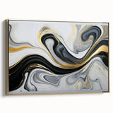 Sophisticated Abstract Art Design – Black, White & Gold Print