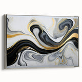 Sophisticated Abstract Art Design – Black, White & Gold Print