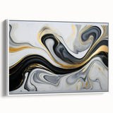 Sophisticated Abstract Art Design – Black, White & Gold Print