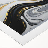 Sophisticated Abstract Art Design – Black, White & Gold Print