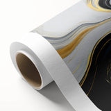 Sophisticated Abstract Art Design – Black, White & Gold Print