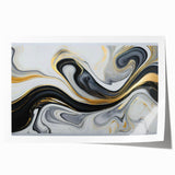 Sophisticated Abstract Art Design – Black, White & Gold Print