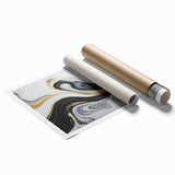 Sophisticated Abstract Art Design – Black, White & Gold Print