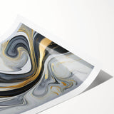 Sophisticated Abstract Art Design – Black, White & Gold Print