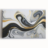 Sophisticated Abstract Art Design – Black, White & Gold Print