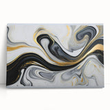 Sophisticated Abstract Art Design – Black, White & Gold Print