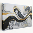 Sophisticated Abstract Art Design – Black, White & Gold Print