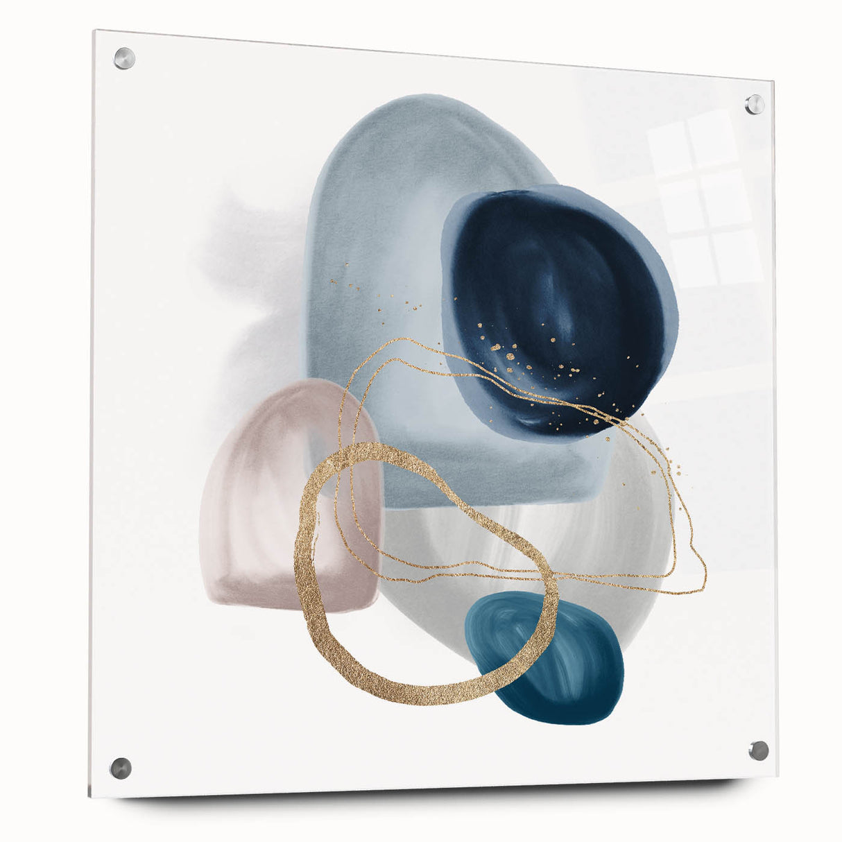 Minimalist Abstract Canvas Prints – Navy & Teal Geometric Wall Art