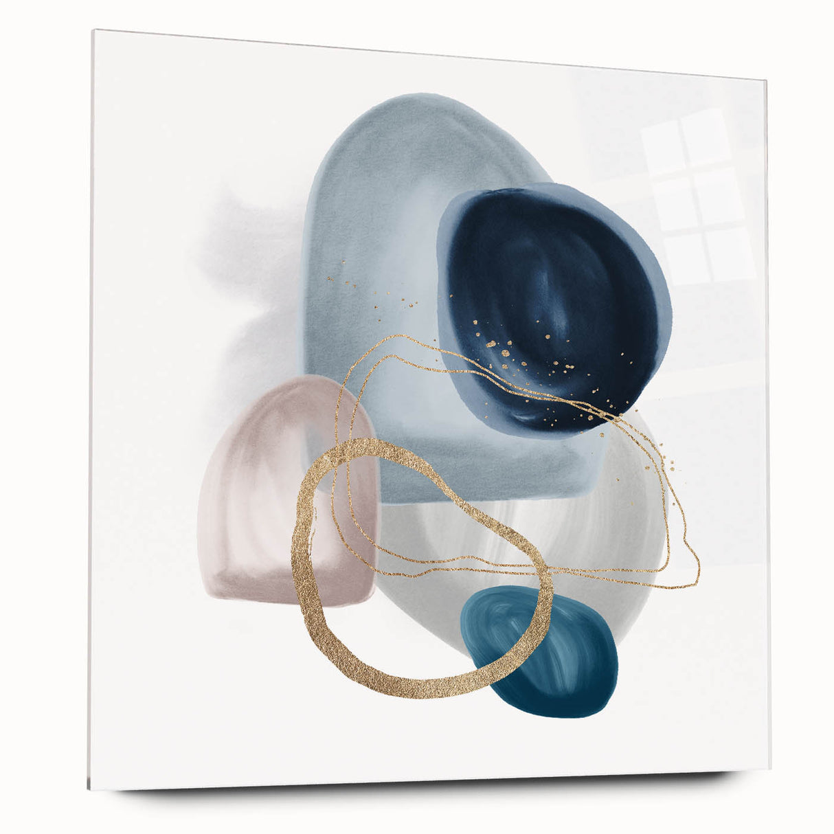Minimalist Abstract Canvas Prints – Navy & Teal Geometric Wall Art
