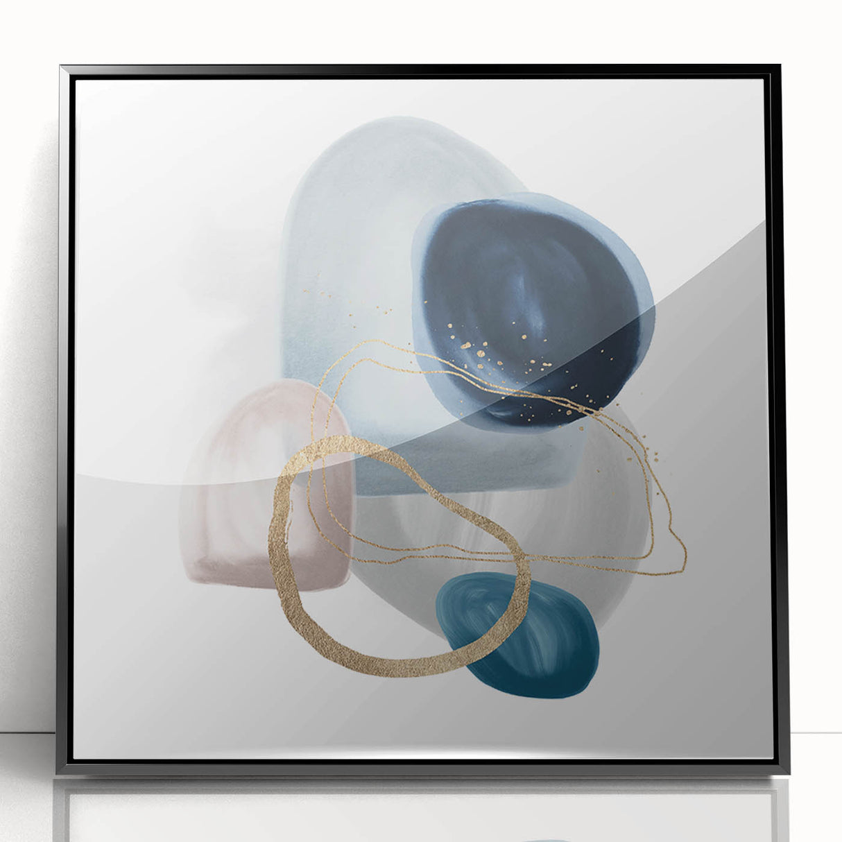 Minimalist Abstract Canvas Prints – Navy & Teal Geometric Wall Art