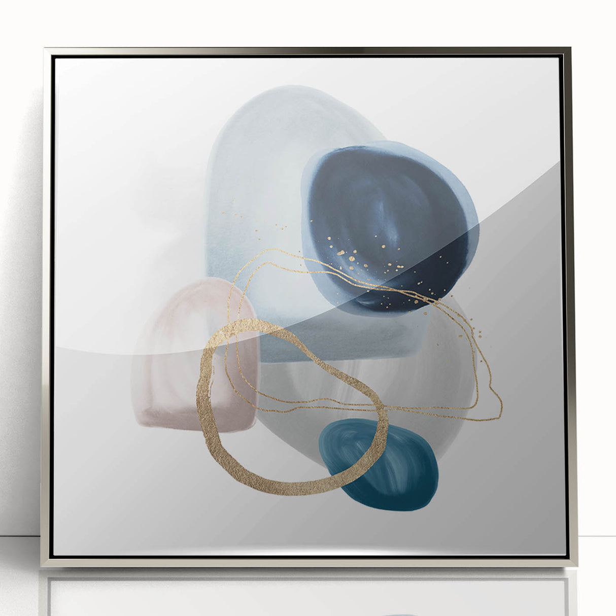Minimalist Abstract Canvas Prints – Navy & Teal Geometric Wall Art