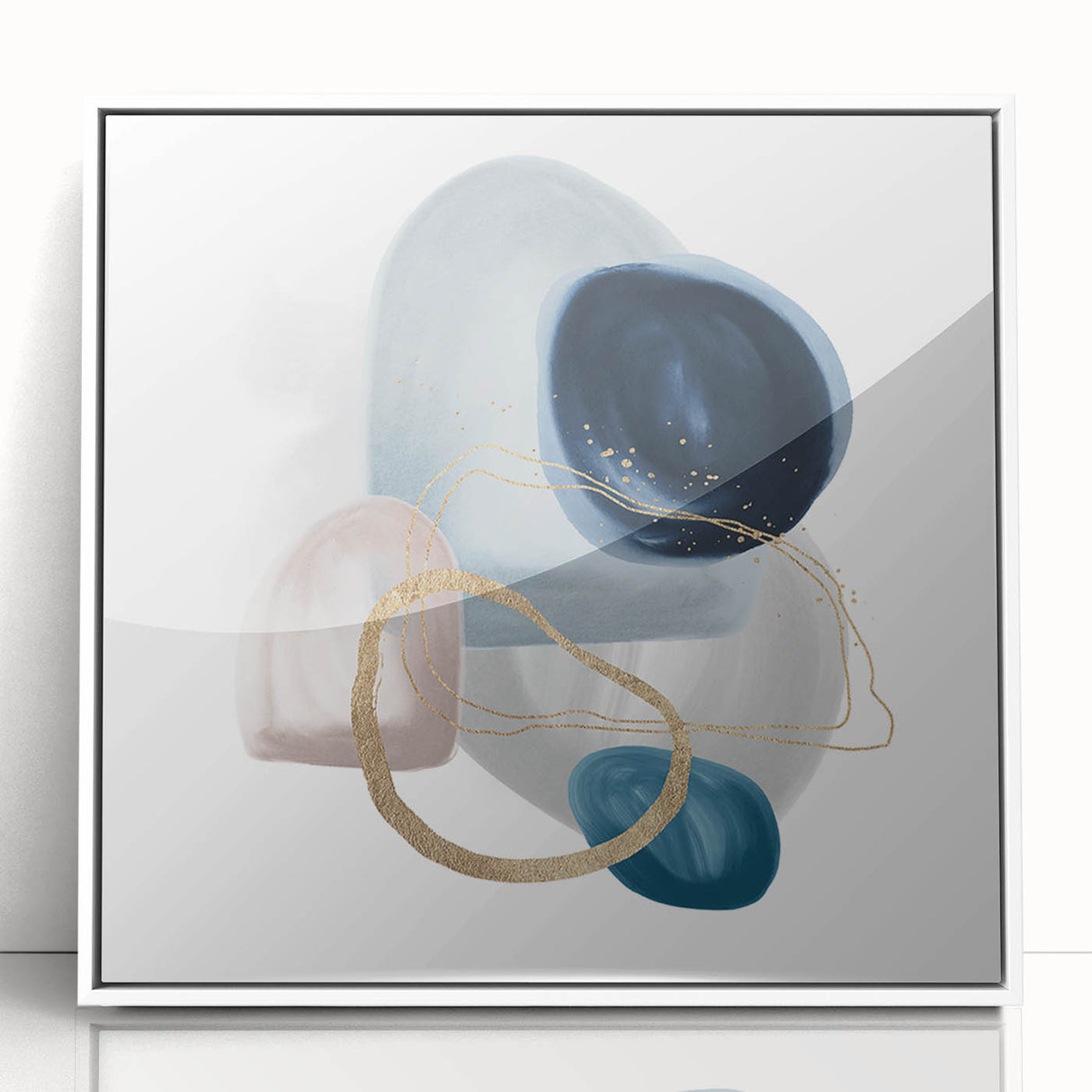 Minimalist Abstract Canvas Prints – Navy & Teal Geometric Wall Art
