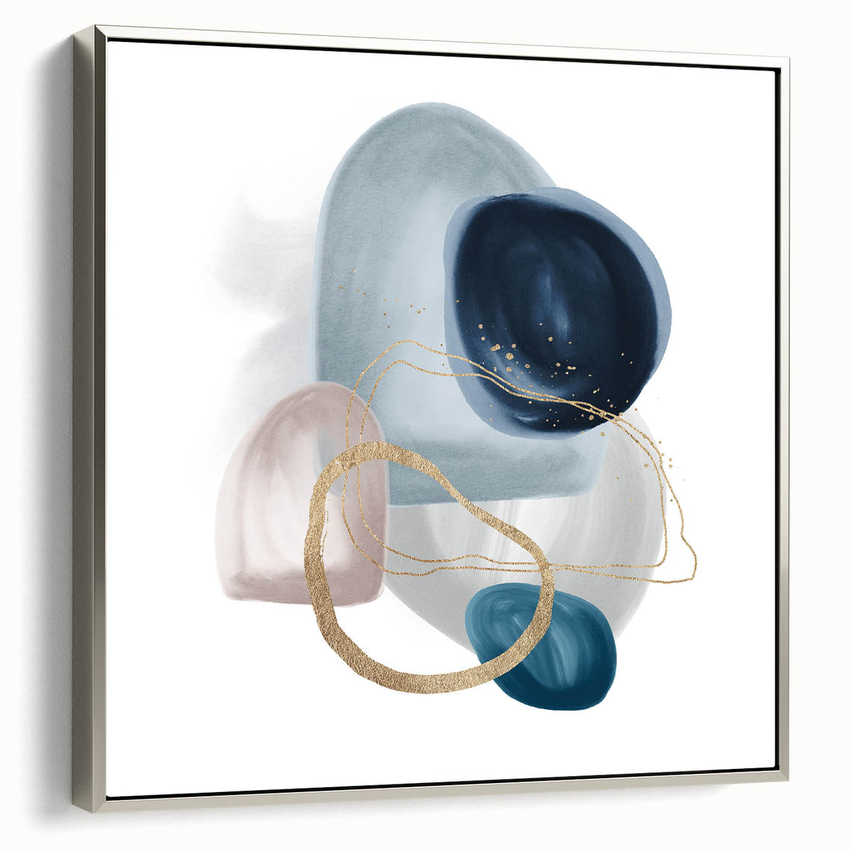 Minimalist Abstract Canvas Prints – Navy & Teal Geometric Wall Art
