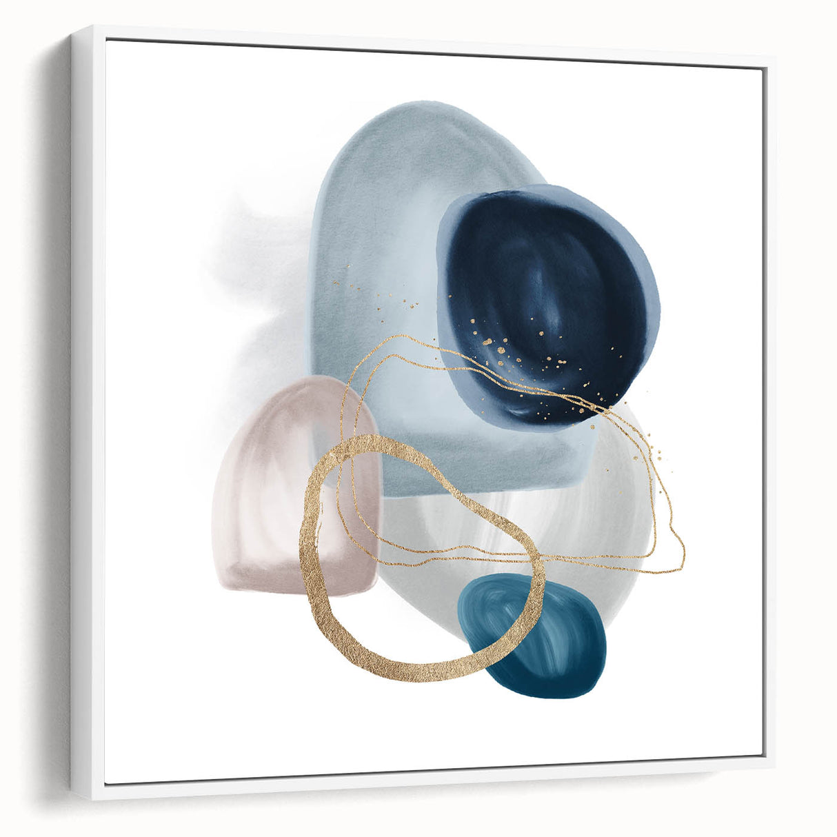 Minimalist Abstract Canvas Prints – Navy & Teal Geometric Wall Art