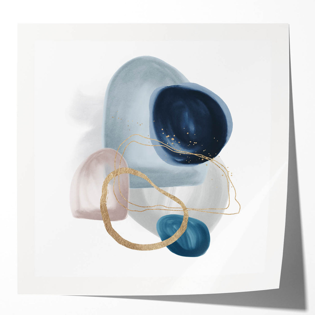 Minimalist Abstract Canvas Prints – Navy & Teal Geometric Wall Art