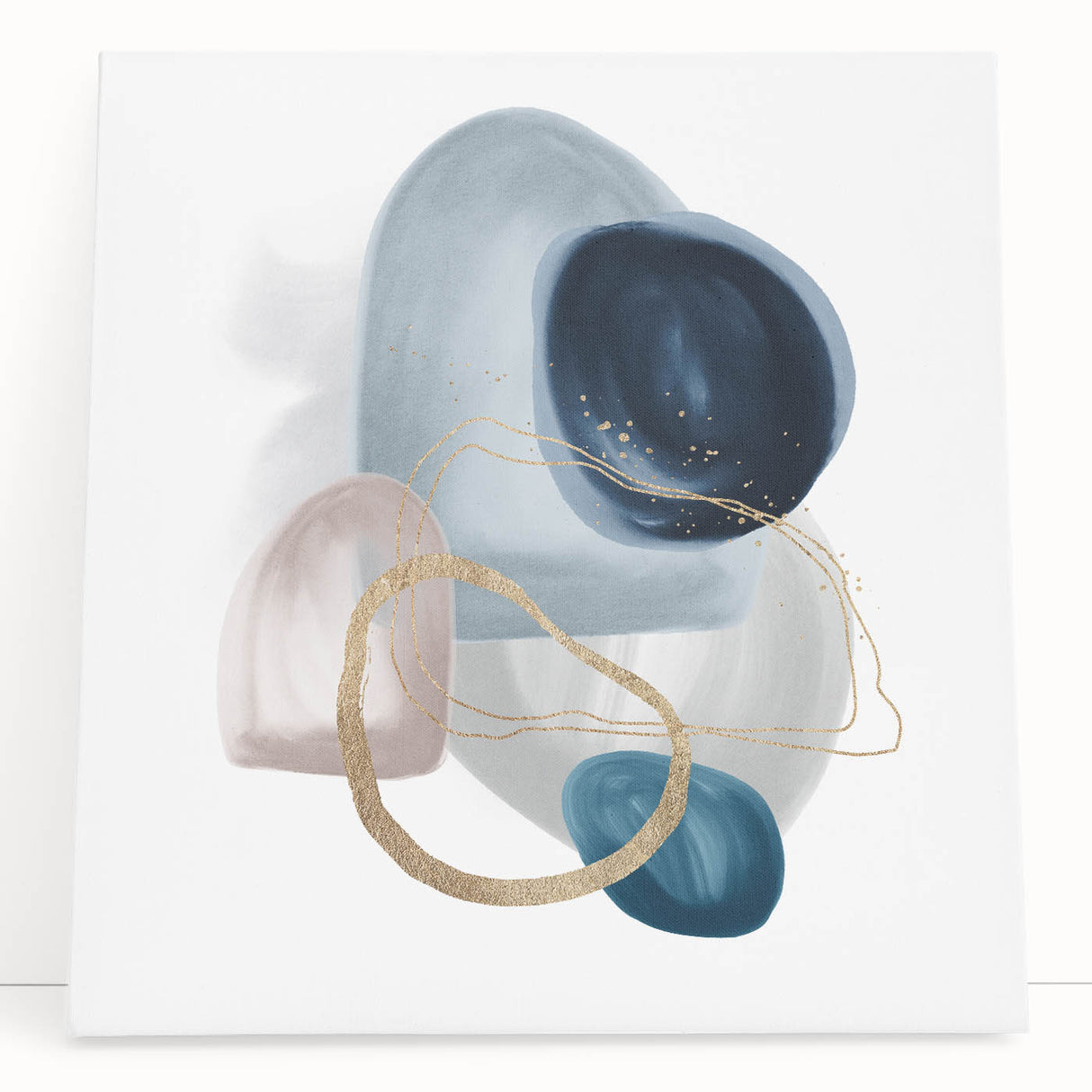 Minimalist Abstract Canvas Prints – Navy & Teal Geometric Wall Art