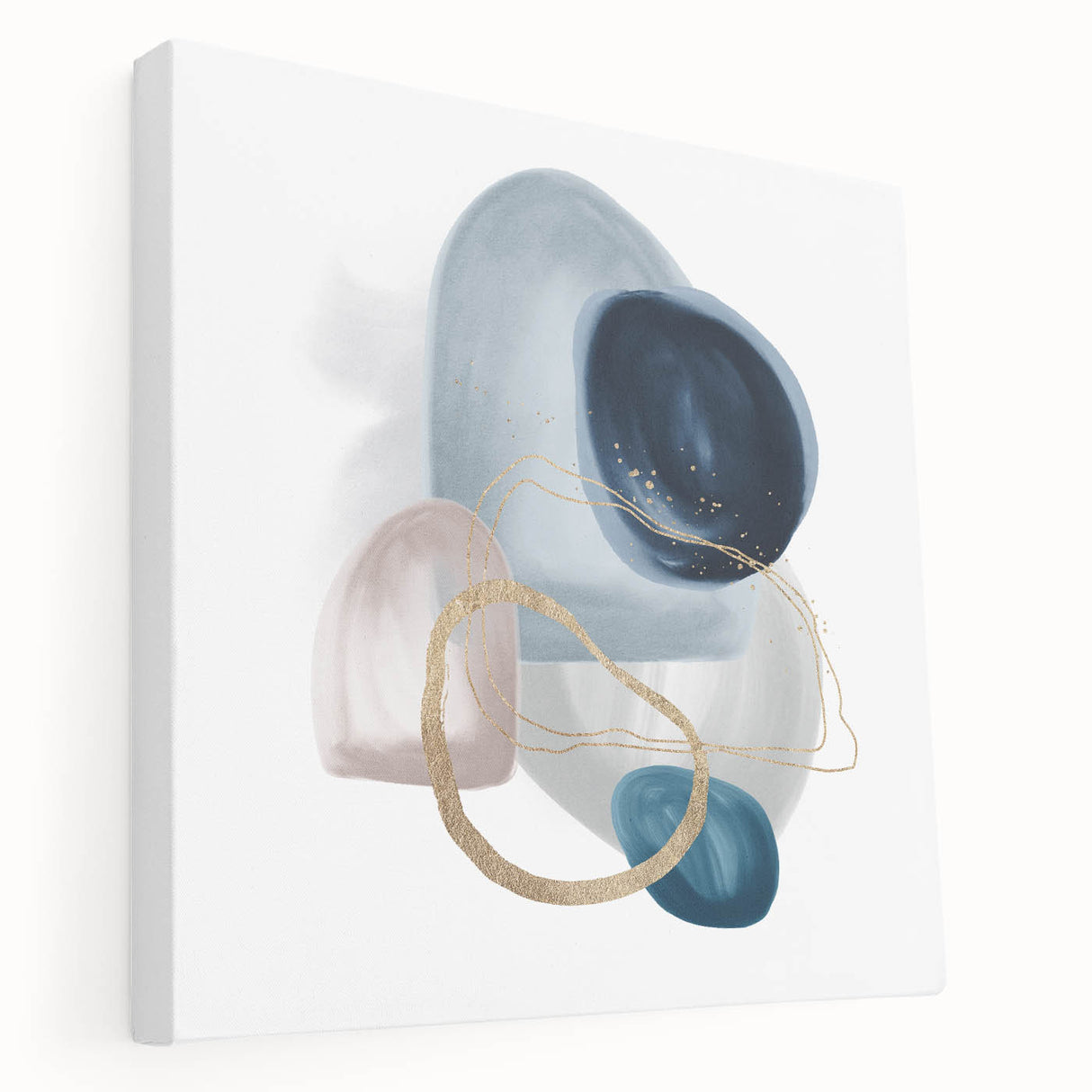 Minimalist Abstract Canvas Prints – Navy & Teal Geometric Wall Art