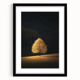 Minimalist Mountain Wall Art – Golden Tree in Sunlight Print