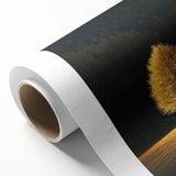 Minimalist Mountain Wall Art – Golden Tree in Sunlight Print