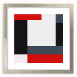 Modern Abstract Wall Art - Red, Black, and White Geometric Print