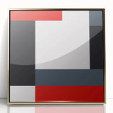 Modern Abstract Wall Art - Red, Black, and White Geometric Print