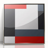 Modern Abstract Wall Art - Red, Black, and White Geometric Print