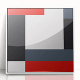 Modern Abstract Wall Art - Red, Black, and White Geometric Print