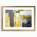 Abstract Wall Art – Yellow & Gray Geometric Modern Painting