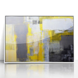 Abstract Wall Art – Yellow & Gray Geometric Modern Painting