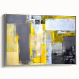 Abstract Wall Art – Yellow & Gray Geometric Modern Painting