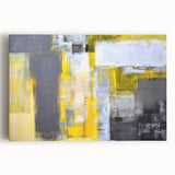 Abstract Wall Art – Yellow & Gray Geometric Modern Painting