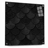 Large Abstract Wall Decor – Black Scaled Texture with Matte Finish