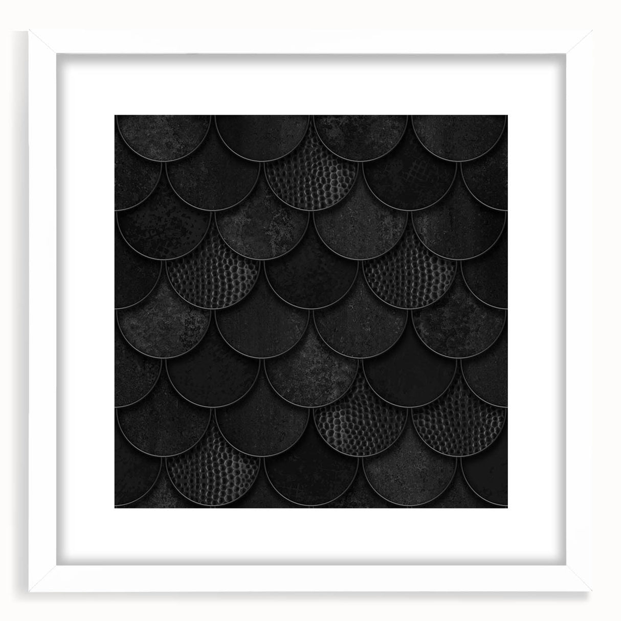 Large Abstract Wall Decor – Black Scaled Texture with Matte Finish