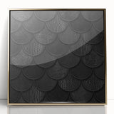 Large Abstract Wall Decor – Black Scaled Texture with Matte Finish