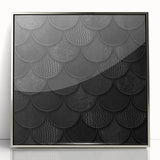 Large Abstract Wall Decor – Black Scaled Texture with Matte Finish