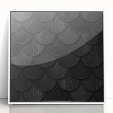 Large Abstract Wall Decor – Black Scaled Texture with Matte Finish