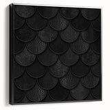 Large Abstract Wall Decor – Black Scaled Texture with Matte Finish