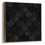 Large Abstract Wall Decor – Black Scaled Texture with Matte Finish
