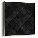 Large Abstract Wall Decor – Black Scaled Texture with Matte Finish