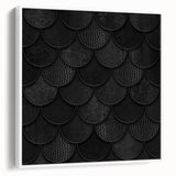 Large Abstract Wall Decor – Black Scaled Texture with Matte Finish
